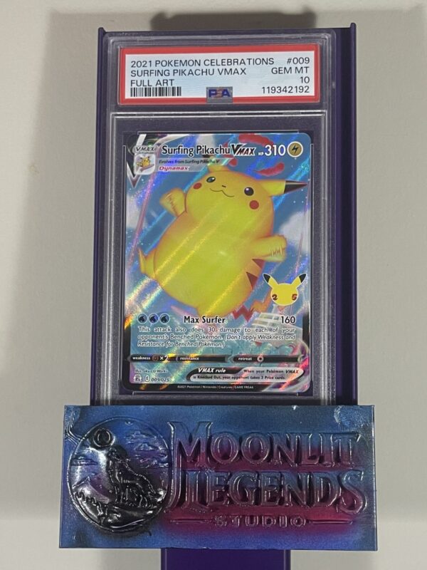 Surfing Pikachu VMAX – Pokémon Celebrations #009/025, Full Art (PSA Gem Mint 10)