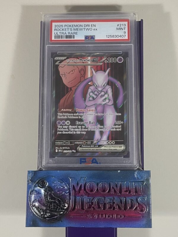Team Rocket’s Mewtwo ex – DRI EN #213/182, Ultra Rare (PSA Mint 9)