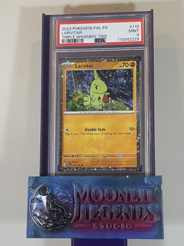 Larvitar – PAL EN #110/193, Triple Whammy Tins (PSA Mint 9)