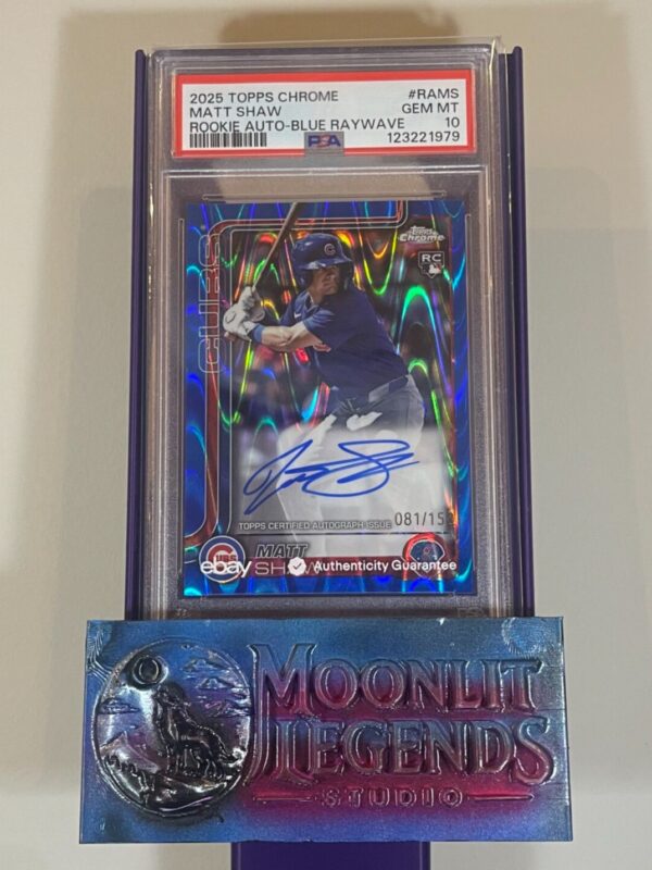 Matt Shaw – 2025 Topps Chrome #RA-MS, Rookie Autograph Blue RayWave, /150 (PSA 10 Gem Mint)
