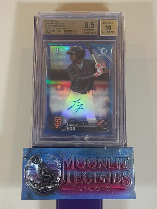 Lucius Fox – Bowman Prospect Autos Chrome Blue Refractor (Beckett 9.5 Auto 10)