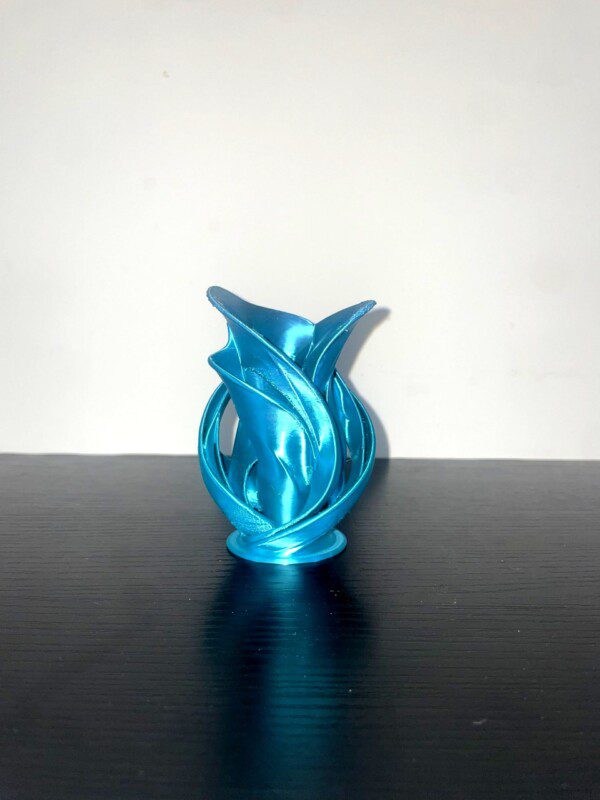 Teal Lattice Twist Vase