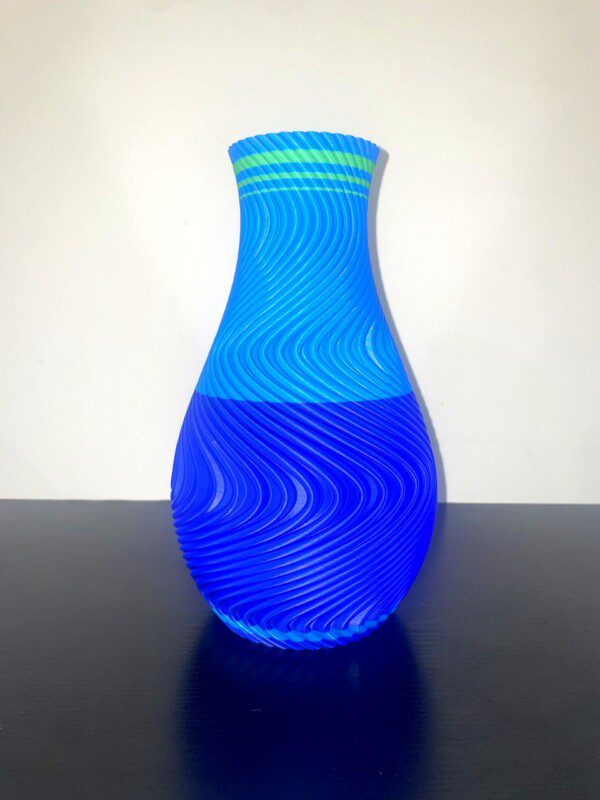 Blue Striped Bulb Vase