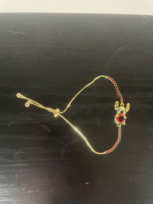 Disney Stitch Gold Bracelet – Red Gem