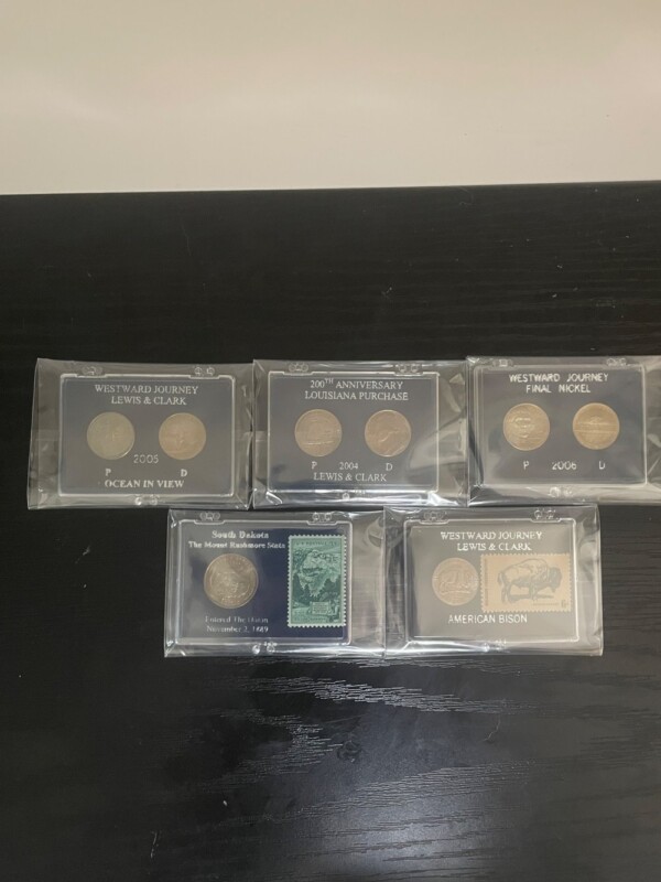 Lewis & Clark Coin and Stamp Set Collection – 5 Display Cases