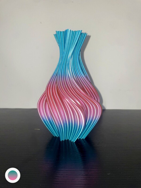 Pink-Teal Flame Twist Vase