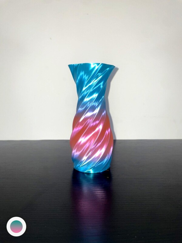 Pink-Teal Tight Spiral Vase