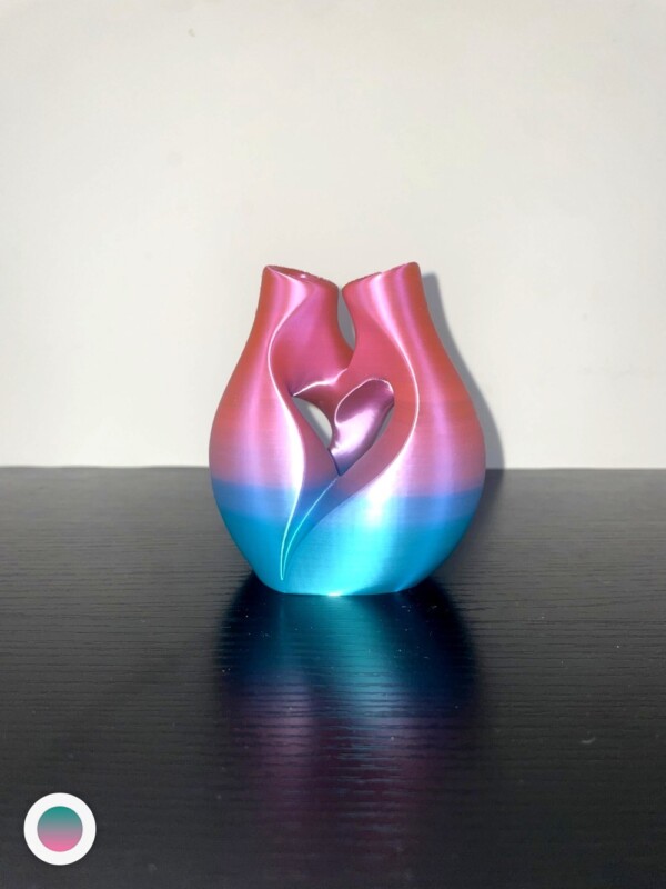Pink & Teal Heart-Cutout Vase